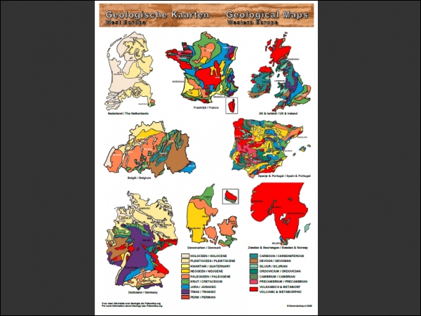 Infokaart Geologische Kaarten west Europa geplastificeerd A4